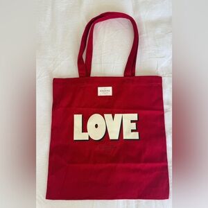 Sezane Red Tote with Bold LOVE Print